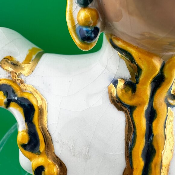 PAIR OF VINTAGE CERAMICS POTTERY ASIAN FIGURES, 7 INCH - Picture 8 of 11